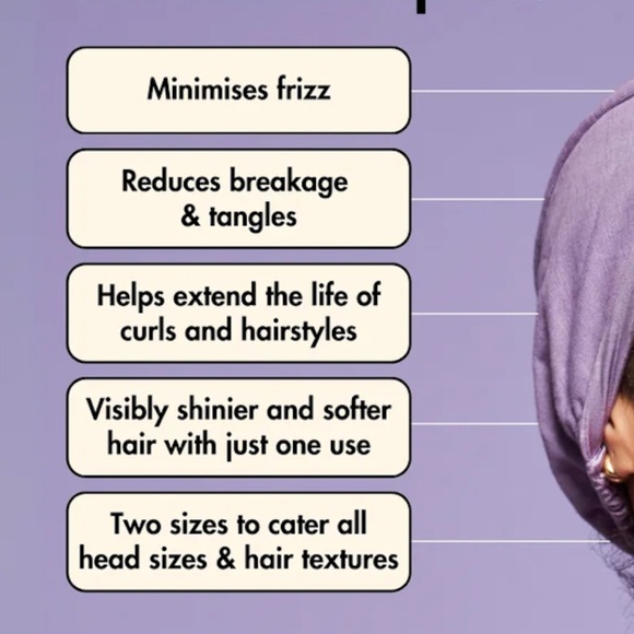 Damn Gina! Australia Silk Lined Sleep Cap / Hair Wrap in Lilac NWOT - Picture 5 of 5